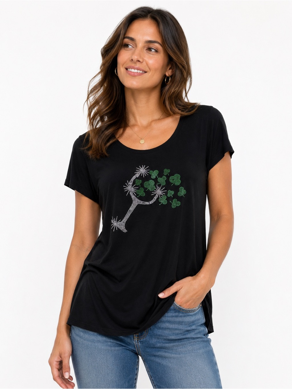 Black Short-Sleeve shamrock ☘️ Graphic Tee - Green Print